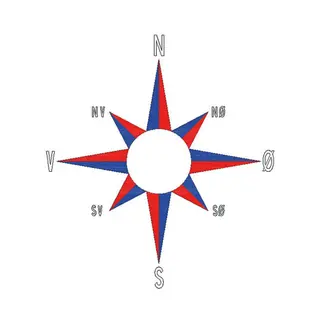 Asfaltmaling Kompass med bokstaver Diameter 3 meter