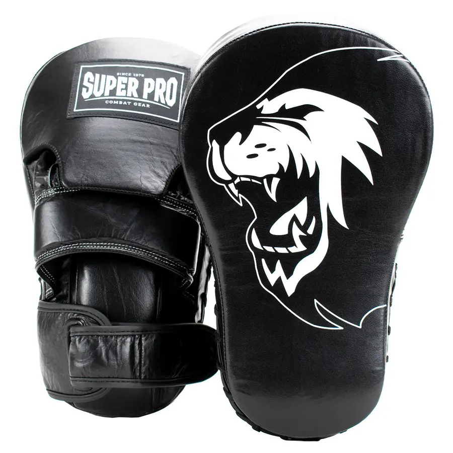 Super Pro Long Curved Punch Pads 1 par treningspads | svart/ hvit 