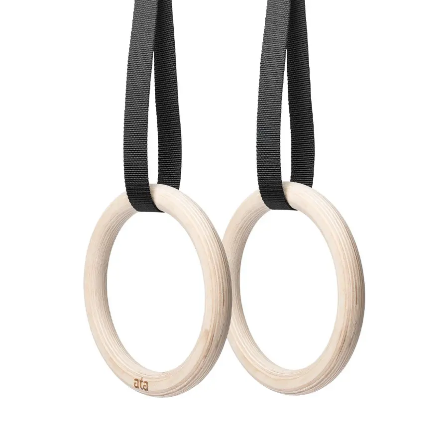 Turnringer ata Wooden Gym Rings 32 mm Crossfit | Turnringer med stropper 