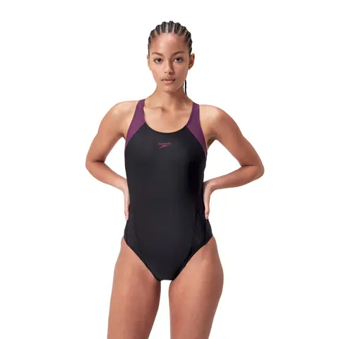 Hyperboom Splice Racerback Badedrakt Speedo | Svart/Lilla | EnduraFlex