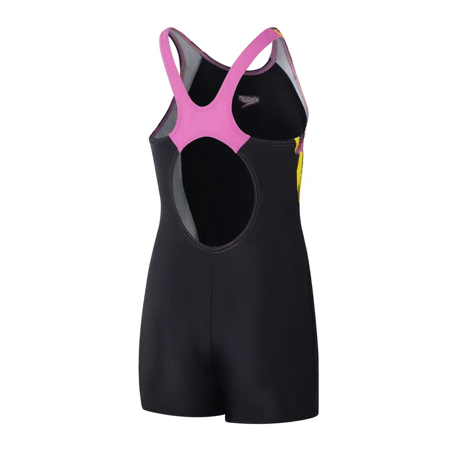 Printed Panel Legsuit Badedrakt jr 152 Speedo | Svart/Rosa | EnduraFlex 