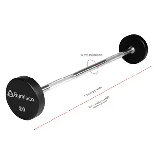 Gymleco vektstang med fast vekt 10 kg